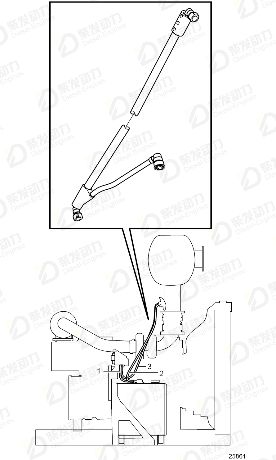 volvo penta Hose, black 21618090 Drawing